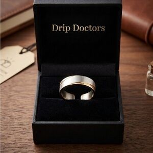 Two-Tone Men's Band Ring Silver & Gold Plated Minimalist Everyday Luxury‼️